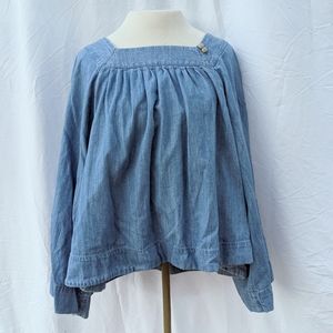 Madewell Square-Neck Denim Top Medium Blue Chambray Oversized Flowy